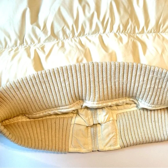 BCBG Maxazria Cream Puffer Down Bomber Style Jacket with Raccoon Fur Collar - Picture 11 of 12